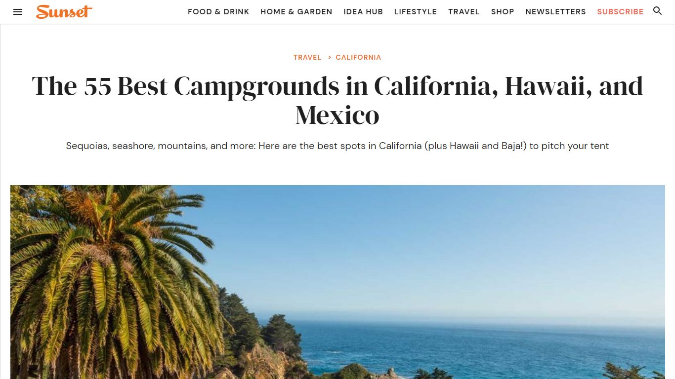 The Best Campgrounds in California - Sunset